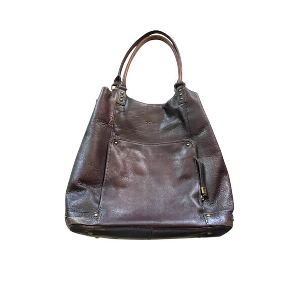 Solo Executive 16” Leather Bucket Tote Espresso One Size Travel Minimalist Large - Picture 2 of 16